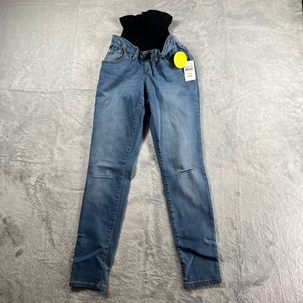 Motherhood Maternity Bounceback Postpartum Skinny Jeans‎ Blue Sm NWT Distressed